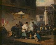 George Chinnery, Street Scene, Macao, with Pigs